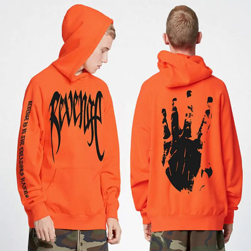 REVENge Letter Printed Men's Hoodie with Palm Print
