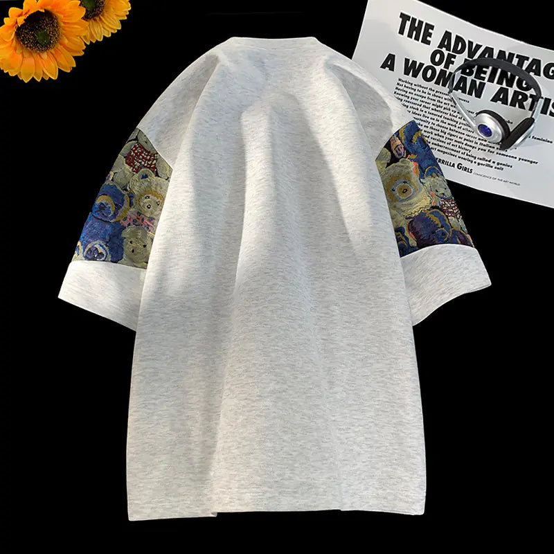 Embroidered Bear T-shirt for Men and Women, Summer Style