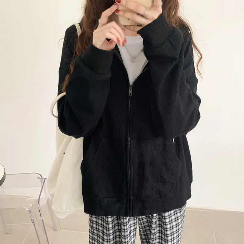 Women's Thermal Cardigan Zip Pullover Sweater Tops