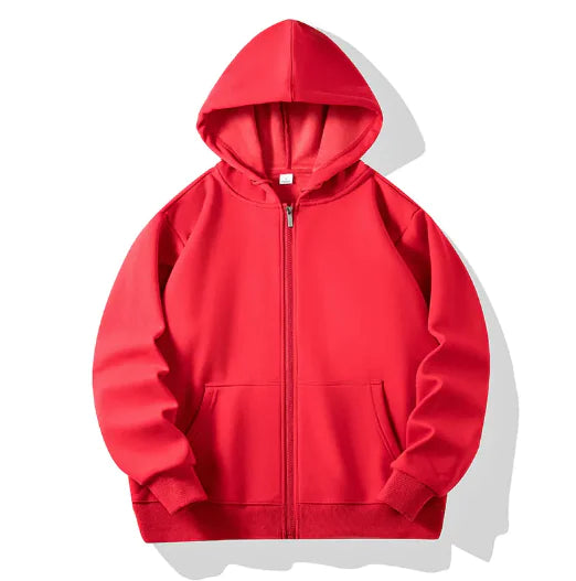 Fleece-Lined Korean Style Zip Hoodie Unisex