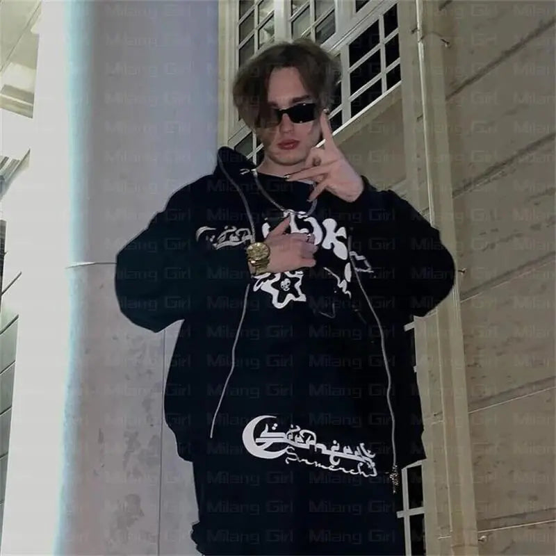 Casual Punk Style Men's Hoodie for All Seasons