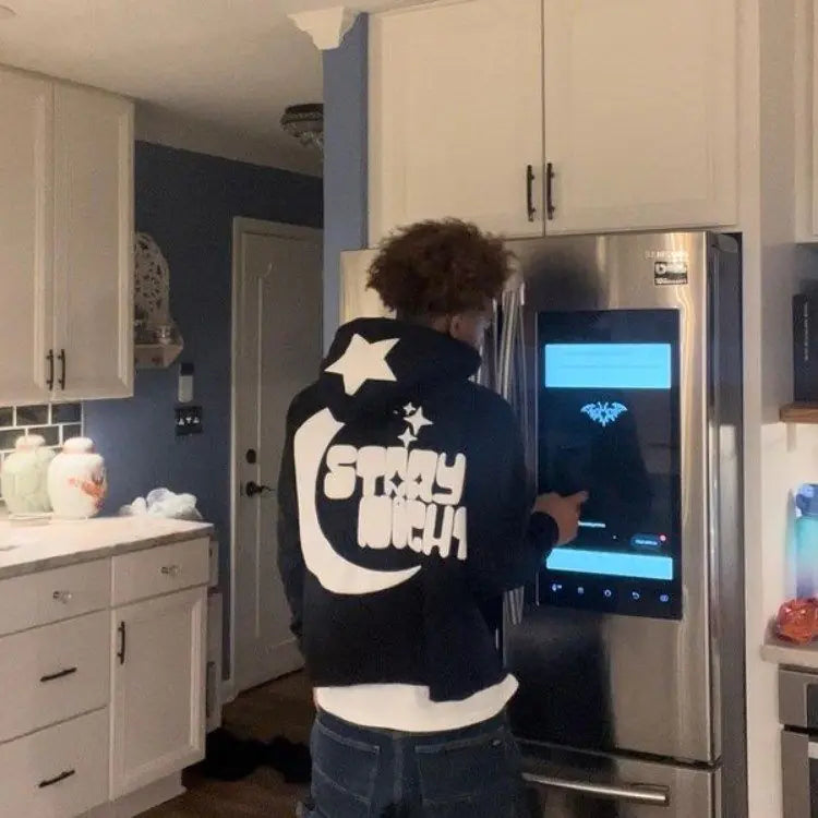 Letter Star Print Hoodie 2023 Streetwear