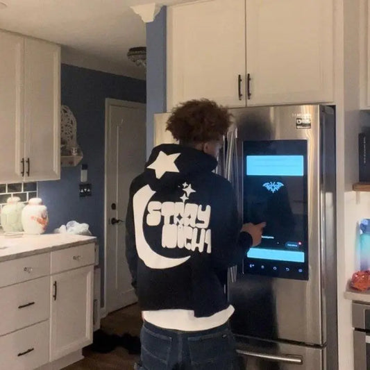 Letter Star Print Hoodie 2023 Streetwear