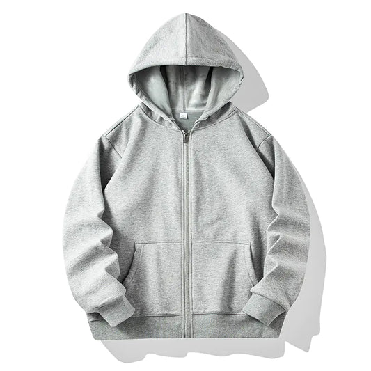 Fleece-Lined Korean Style Zip Hoodie Unisex