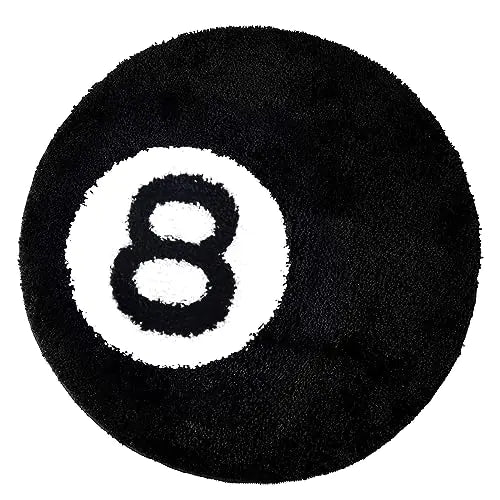 8 Ball Rug 40 in Magic Round Rug for 8 Ball Decor Hypebeast Rug Billiards Pool 8 Ball Carpet for Living Room Black Circle Rugs for Bedroom Y2K Rug Soft Stussy Rug for Party Decoration