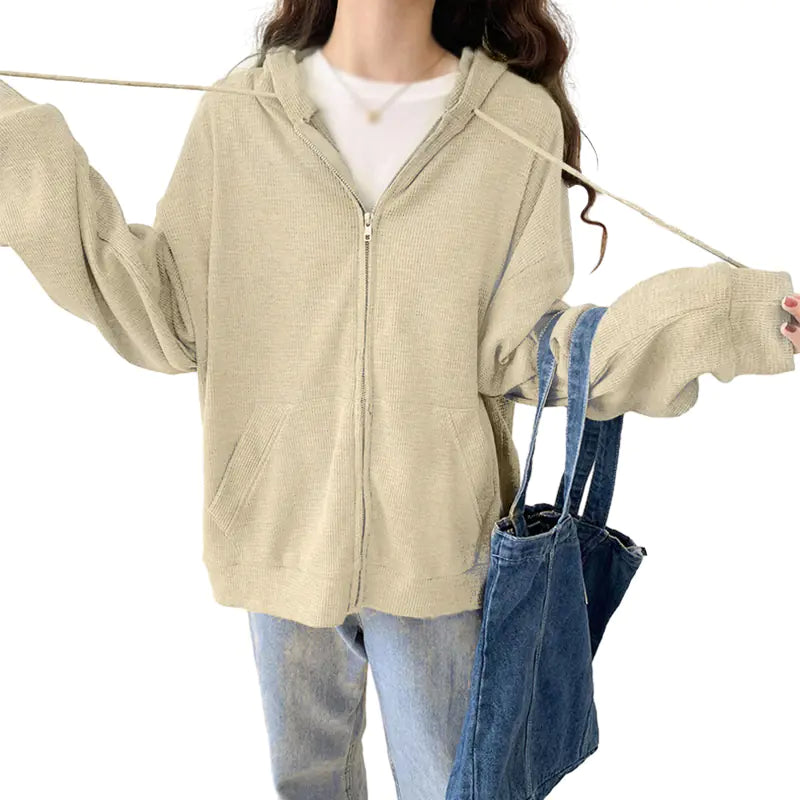 Women's Thermal Cardigan Zip Pullover Sweater Tops