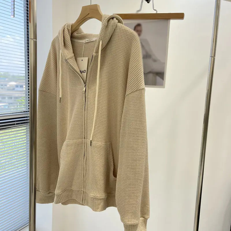 Women's Thermal Cardigan Zip Pullover Sweater Tops