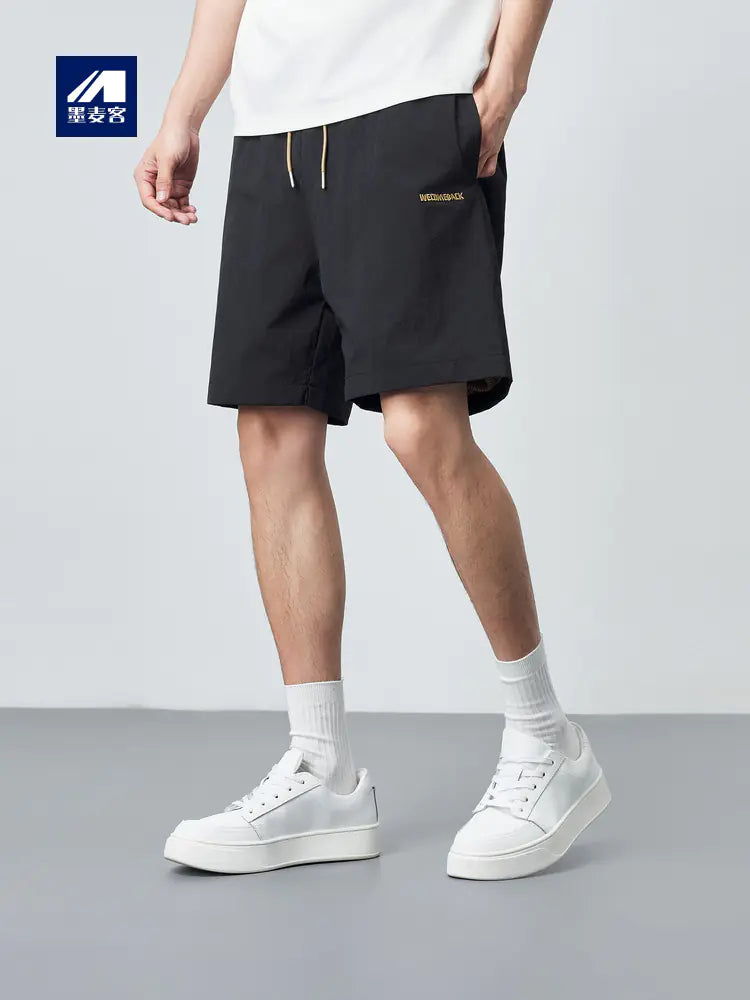 Fluorescent Embroidered Casual Drawstring Shorts for Men