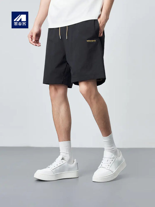 Fluorescent Embroidered Casual Drawstring Shorts for Men
