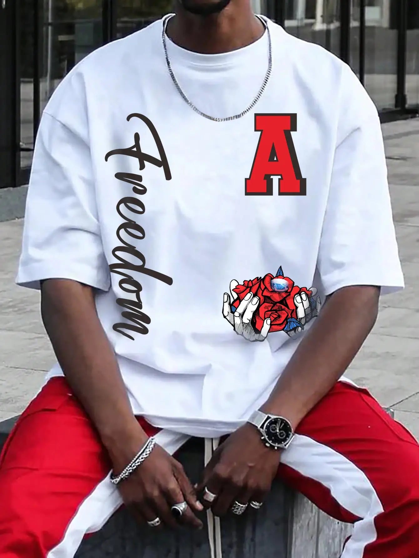 Roses and Diamonds Freedom T-Shirt for Men
