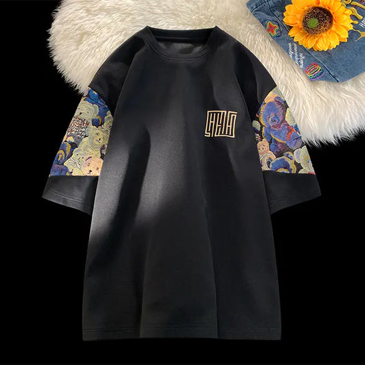 Embroidered Bear T-shirt for Men and Women, Summer Style