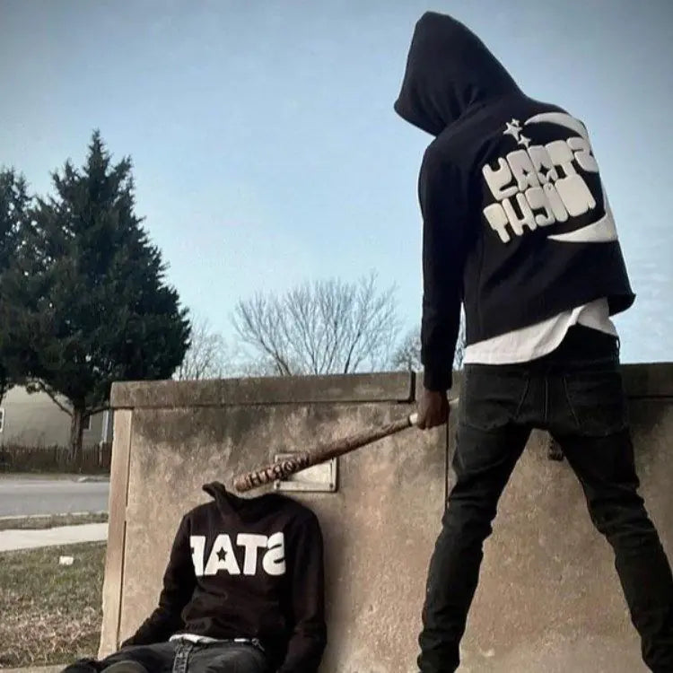 Letter Star Print Hoodie 2023 Streetwear