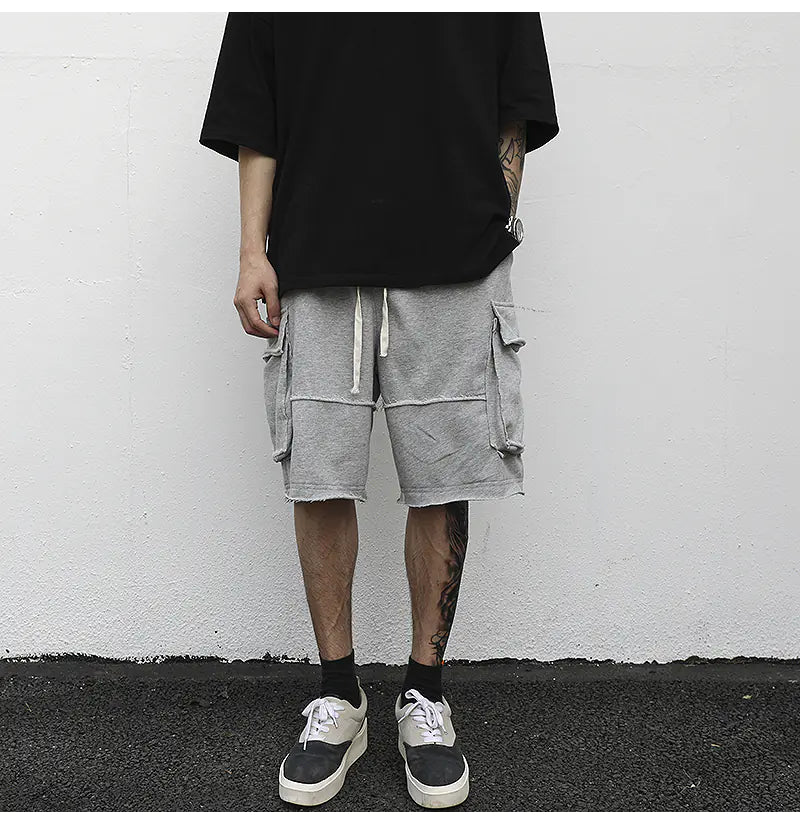 Ripped Seam Cargo Shorts for Men
