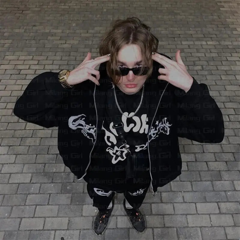 Casual Punk Style Men's Hoodie for All Seasons
