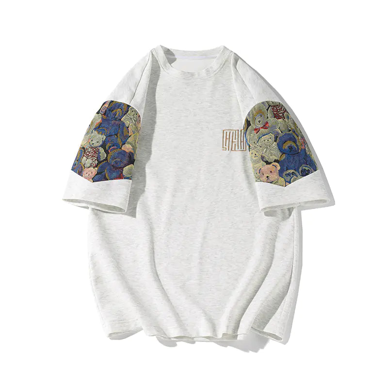 Embroidered Bear T-shirt for Men and Women, Summer Style