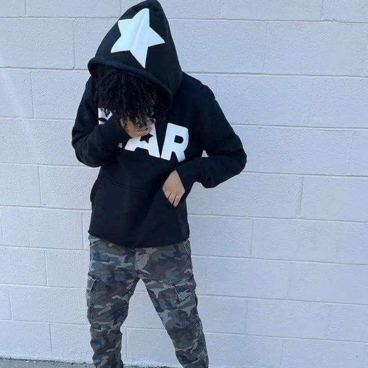 Letter Star Print Hoodie 2023 Streetwear
