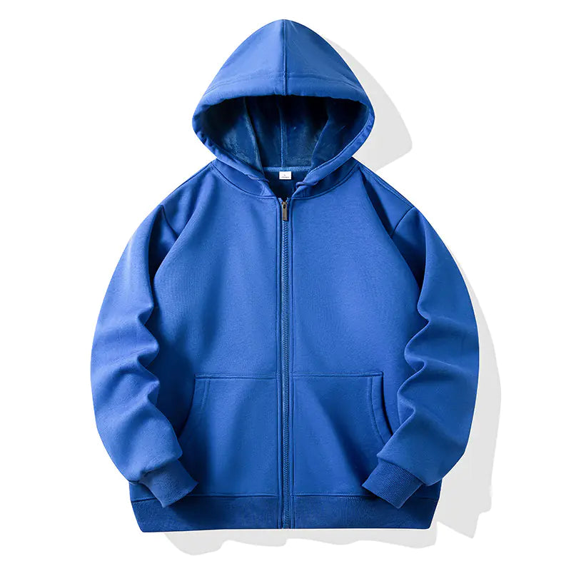 Fleece-Lined Korean Style Zip Hoodie Unisex