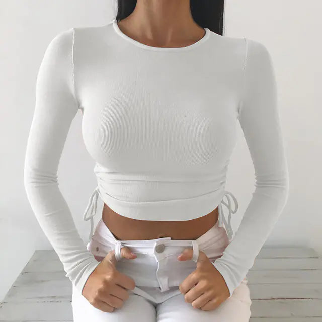 Korean T-Shirt with Drawstring for Women's Streetwear