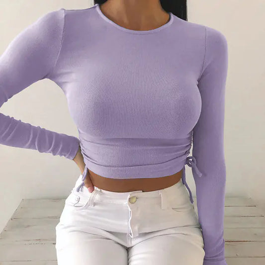 Korean T-Shirt with Drawstring for Women's Streetwear