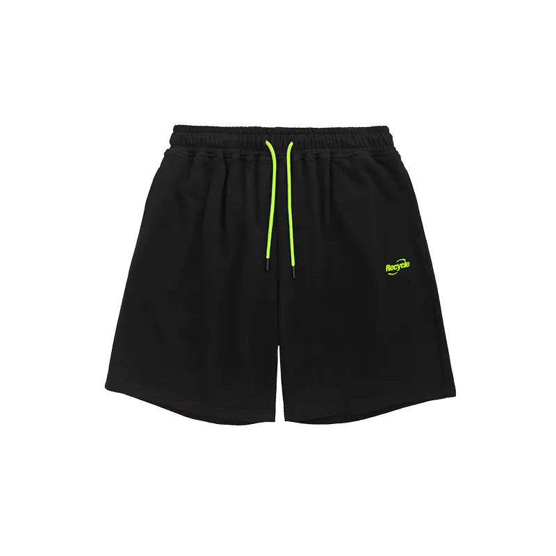 Fluorescent Embroidered Casual Drawstring Shorts for Men