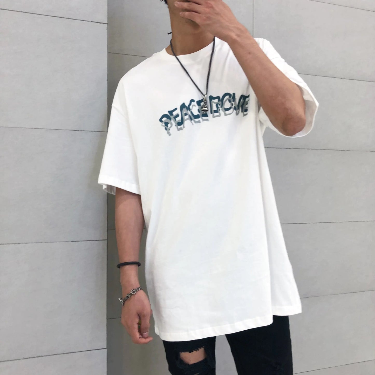 Peace Dove Print Oversized T-Shirt for Men