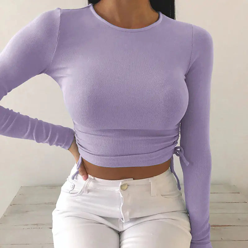 Korean T-Shirt with Drawstring for Women's Streetwear