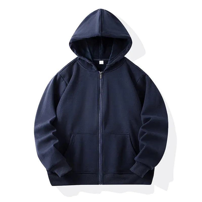 Fleece-Lined Korean Style Zip Hoodie Unisex