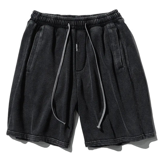 Men's Black Distressed Retro Streetwear Shorts
